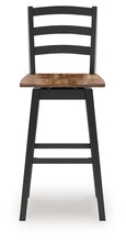 Wildenauer - Tall Swivel Barstool (Set of 2) - Brown / Black