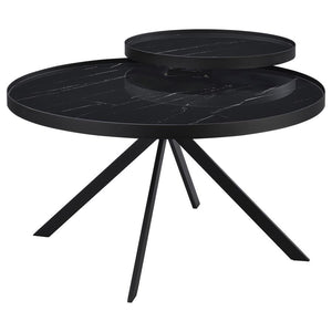 Briggs - Round Marble Printed Glass Top Coffee Table