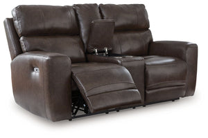 Crossplex - Smoke - Power Recline Loveseat / Console / Adjustable Headrest