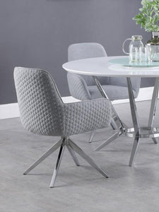 Abby - Fabric Upholstered Swivel Dining Arm Chair - Light Gray