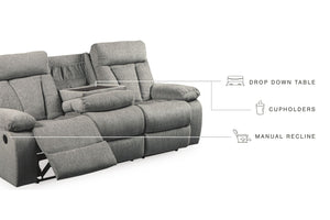 Mitchiner - Fog - REC Sofa w/Drop Down Table