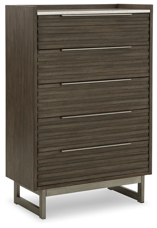 Arkenton - Five Drawer Chest - Grayish Brown / White
