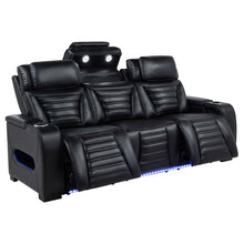 Zuma - Faux Leather Dual Power Reclining LED Sofa - Black