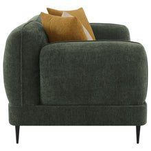 Jade - Chenille Upholstered Modern Track Arm Loveseat - Green
