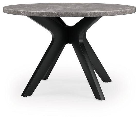 Glinari - Round Dining Room Table - Taupe / Black