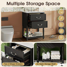 Wave Design Bathroom Vanity With Sink, 2 Drawers And Open Shelf