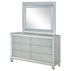 Gunnison - 6-drawer Dresser With Mirror - Silver Metallic