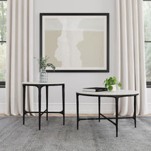 Hermas - Round Genuine Marble Top Metal Coffee Table - White