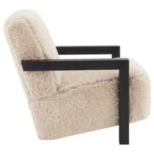 Paquet - Faux Fur Upholstered Chair Solid Wood Arms - Latte