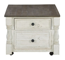 Havalance - Lift Top Cocktail Table with Storage Drawers - White / Gray