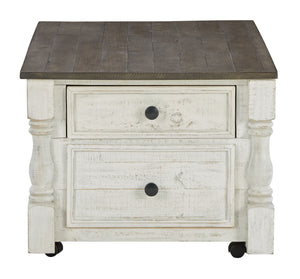 Havalance - Lift Top Cocktail Table with Storage Drawers - White / Gray