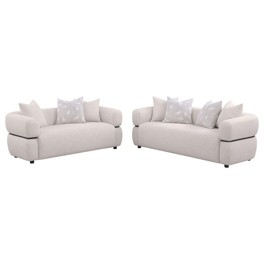 Jeanette - Fabric Upholstered Round Arm Sofa Set