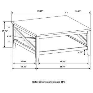 Hollis - Square Wood Coffee Table With Shelf - Brown And White