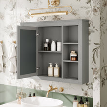 Wall Mounted Medicine Cabinet With Mirror, Storage Cabinet Featuring 6 Open Shelves And Adjustable Interior
