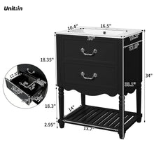 Wave Design Bathroom Vanity With Sink, 2 Drawers And Open Shelf