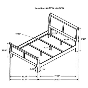 Louis Philippe - Panel Sleigh Bed