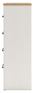 Linnocreek - White / Warm Brown - Four Drawer Chest