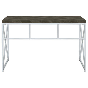 Grimma - Writing Office Desk - Rustic Gray And Chrome