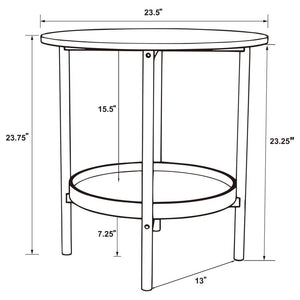 Delfin - Round Glass Top Side End Table - Black And Brown