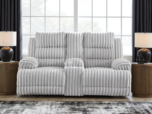 Rhines Falls - Alloy - Double Reclining Power Loveseat With Console