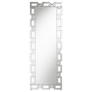 Tavin - Geometric Frame Cheval Mirror - Silver