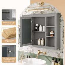 Wall Mounted Medicine Cabinet With Mirror, Storage Cabinet Featuring 6 Open Shelves And Adjustable Interior
