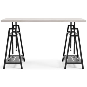 Bayflynn - White / Black - Adjustable Height Desk