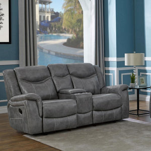 Conrad - Upholstered Motion Loveseat - Cool Gray