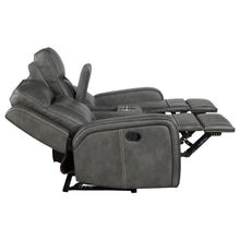 Raelynn - Upholstered Track Arm Motion Loveseat - Gray