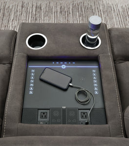 Hoopster - Gunmetal - Zero Wall Power Recliner with Console 6 Pc Sectional