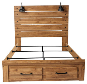 Pasklyn - Brown - King Panel Storage Bed