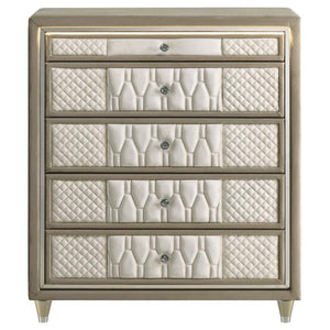 Lorient - 5-Drawer LED Chest Of Drawers - Ivory And Camel
