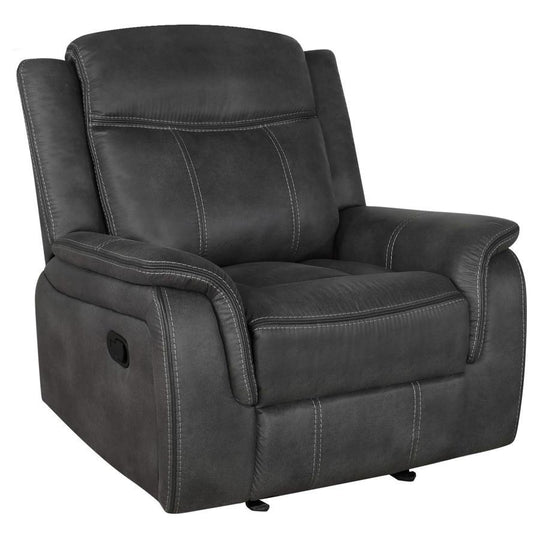 Lawrence - Upholstered Padded Arm Glider Recliner - Charcoal