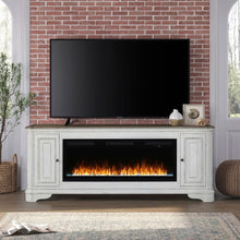 Fireplace TV Consoles - 244 82" Console With Fire FTS - White