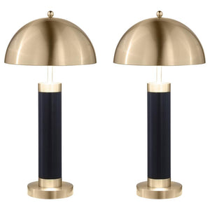 Conroe - Dome Shade Pillar Table Lamp (Set of 2) - Black