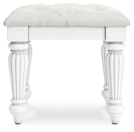 Kozlani - Vanity Upholstered Stool - White