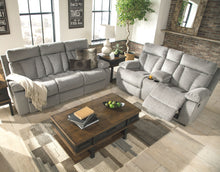Mitchiner - Fog - DBL Rec Loveseat w/Console