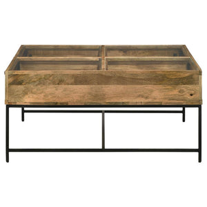 Stephie - 4-Drawer Square Glass Top Coffee Table - Honey Brown