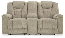 Hindmarsh - Stone - Power Reclining Loveseat with Console/ Adj Hdrst