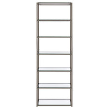 Kate - 5-Shelf Glass Bookshelf - Black Nickel