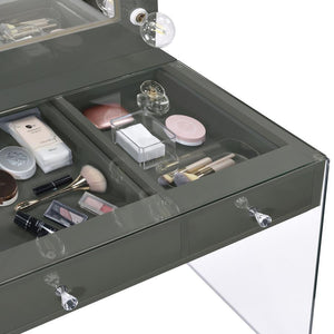 Afshan - 3-Drawer Vanity Set With Lighting - Gray High Gloss