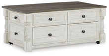 Havalance - Lift Top Cocktail Table with Storage Drawers - White / Gray