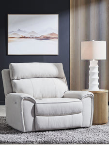 Social Pointe - Pearl / Ash - Power Recliner / Adjustable Headrest