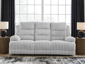 Rhines Falls - Alloy - Reclining Power Sofa With Drop Down Table
