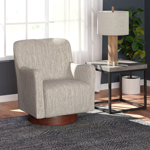 Clara - Swivel Chair With Wood Base - Speckled Tan