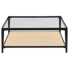 Amherst - Glass Top Metal with Cane Shelf Table