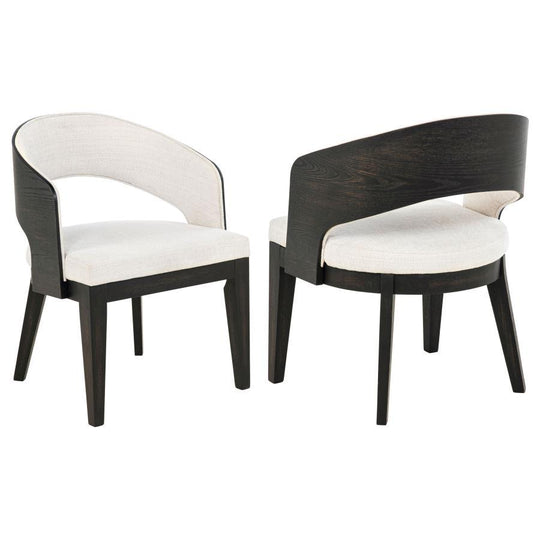 Leandro - Upholstered Dining Arm Chair (Set of 2) - Burnished Black / Cream