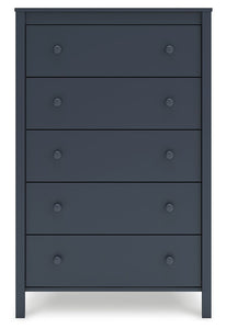 Simmenfort - Navy Blue - Five Drawer Chest