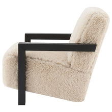 Paquet - Faux Fur Upholstered Chair Solid Wood Arms - Latte
