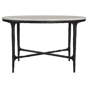 Hermas - Round Genuine Marble Top Metal Coffee Table - White